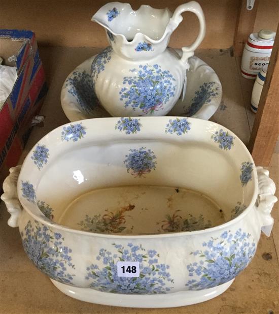 Pottery footbath and a jug & basin set